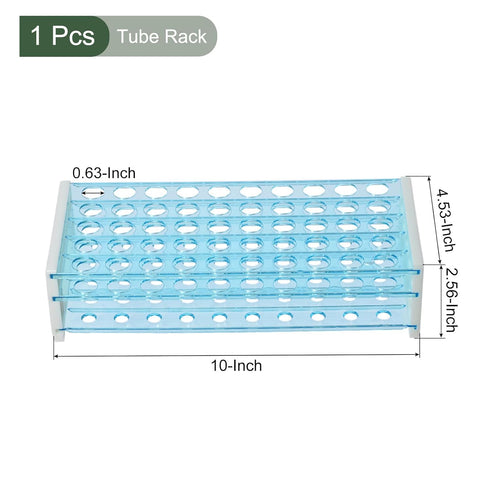 YOKIVE Tube Rack, Polypropylene Test Tube Rack Holder | Great for 13-16mm Lab Test Tube(Blue, 50-Sockets)