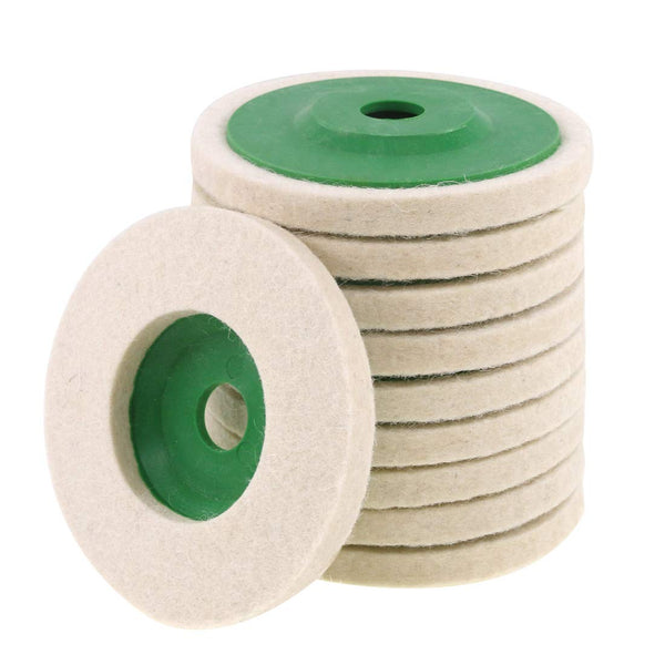 Keadic 10-Piece Wool Felt Disc Polishing Buffing Wheel Pad, 100mm Bore Dia