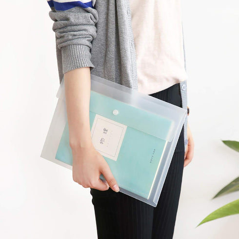 VANRA Poly File Folder Pockets - Plastic Envelope Document Organizer with Snap Button Closure, A4 Size, 5 Pack
