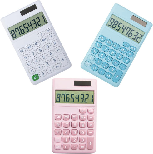 Basic Standard Calculators, Small Digital Desktop with 8-Digit LCD Display, Battery Solar Power for Kids Home School