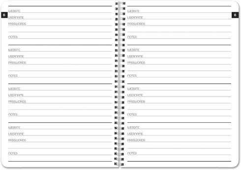 BookFactory Password Organizer Journal - 120 Pages, 5'' x 7'', Thick Translucent Cover, Wire-O Binding (Made in USA)