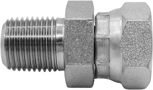 (4-PACK) 1404-02-02 Hydraulic Hose Adapter Fitting 1/8" Male to 1/8" Female Swivel, Carbon Steel Pipe Joints