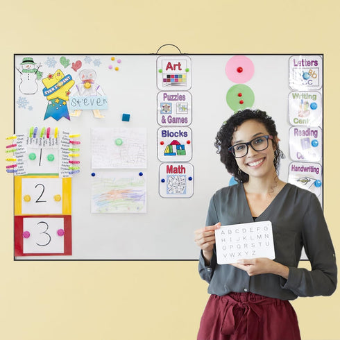 Dry Erase White Board 24" X 36", Portable Aluminum Frame Magnetic Board for Office, Home, Kitchen, School