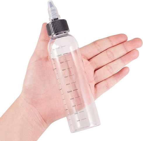 BENECREAT 12 Pack 110ml Transparent Plastic Dispensing Bottles with Twist Cap for Liquids, Inks, Oils, Crafts
