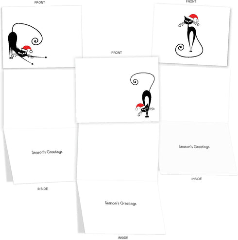 The Best Card Company Meowy Christmas Christmas Greeting Cards with Envelopes, Adult Cartoon Humor