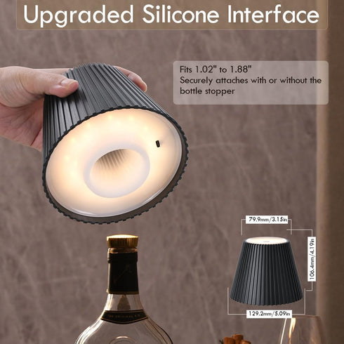 3 WILIT Wireless Lamp Shades for Liquor Bottle Lights, Level Brightness Cordless Table Lamp, Table Top Decor for Living