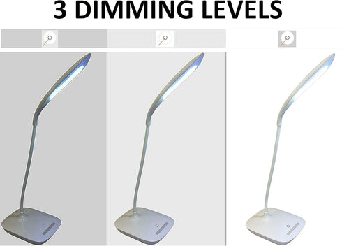 GoLamp 3 Dimming 2-in-1 LED Levels Lamp Touch Coltrol with Night Light. USB or Battery Operated. Black or White (White)