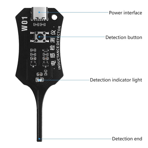Generic W01 Inductor Tester for Mobile Phone Repair, Quick Fault Diagnostic Tool with LED Indicators, Universal