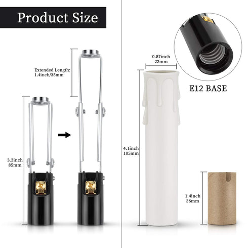 E12 Bulb Bulb 10-Pack DiCUNO Length Adjustable Socket, Candelabra Base Holder with Cardboard Insulator and Plastic