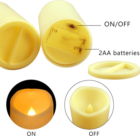 Outdoor Battery Operated Flameless Candles with Timer, Realistic Flickering Plastic Fake LED Pillar Lights for Home