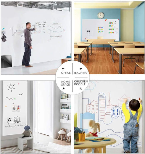 Magnetic Whiteboard Sticker for Wall/Door, 36" x 24" Large Self Adhesive White Board