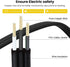 8 ft Black Flat Plug Extension Cord Multiple Outlets, 16AWG 3 Outlet Flat Extension Cord, 3 Prong Grounded Wire, Power Cable for Home, Office - UL Listed