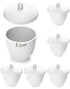 QWORK Lab Porcelain Crucible with Lid, 50ml Capacity, White, Smooth Surface, 6 Pack for Heating Chemicals