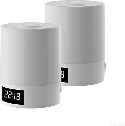 Night Light with Clock, 3 Color 2000mAh Dimmable Rechargeable LED Touch Lamp,