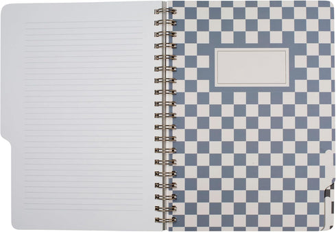 Fringe Studio Large Tab Notebook, Neutral Checks, Flexible Paperback Cover, 5 Subject, 180 Lined Pages, 7.25" x 10"