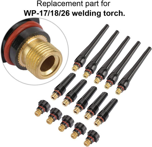 Fafeicy 15pcs Back Caps for TIG Welding Torch WP-17/18/26, High Temperature Resistance (57Y02 Long, 57Y03 Medium, 57Y04