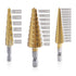 Aleric Step Drill Bit Set, Titanium Coated, High Speed Steel Cone Bits for Sheet Metal Hole Drilling, 3pcs