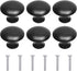 Kare & Kind 6X Round Cabinet Knobs, Matte Black Pulls for Kitchen Drawers, Cupboards, DIY Home Improvement