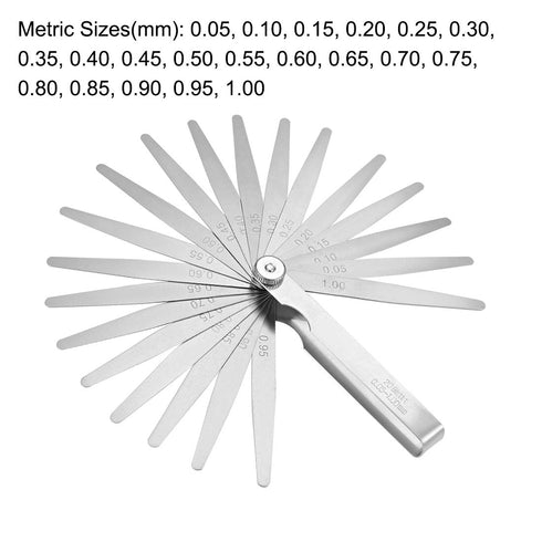 uxcell Metric Thickness Feeler Gauge 0.05-1.00mm 20 Blades Mn Steel Measuring Tool for Gap Width