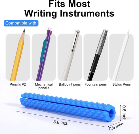 CulinaCraft 4 Pack, Sensory Pencil Grips for Kids Quiet Classroom Fidget Toys, Textured Silicone ADHD & Autism Calming