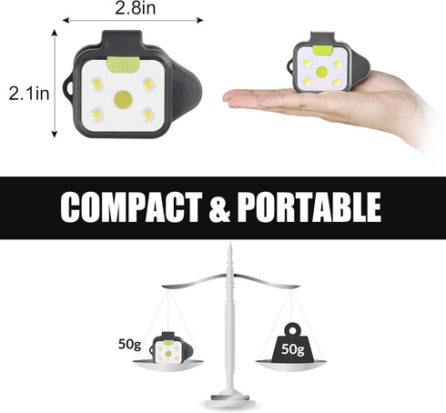 EGUKU Running Light, 2Pack Clip On USB Rechargeable LED Lights for Runners at Night, 4 Light Modes, Small Lightweight