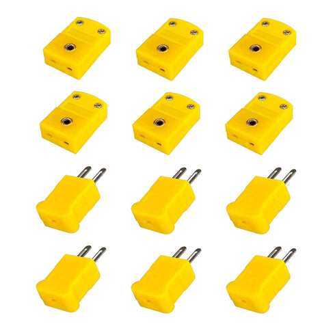 K-Type Thermocouple Connector Adapter Cable with 6 Pairs Male and Female Plugs