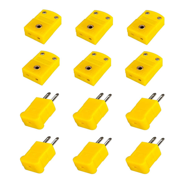 K-Type Thermocouple Connector Adapter Cable with 6 Pairs Male and Female Plugs