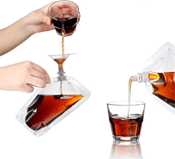 Yiodauh Alcohol Pouches 50 Pcs Transparent Plastic/Aluminum Foil Liquid Package Nozzle Bags Juice