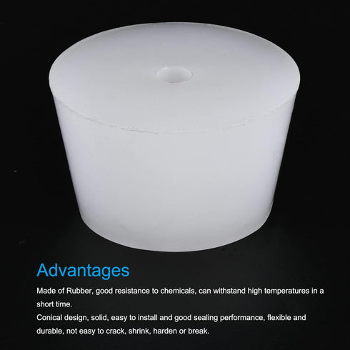 MECCANIXITY Silicone Rubber Tapered Plug, 44mm to 55mm with Hole, White for Laboratory Use