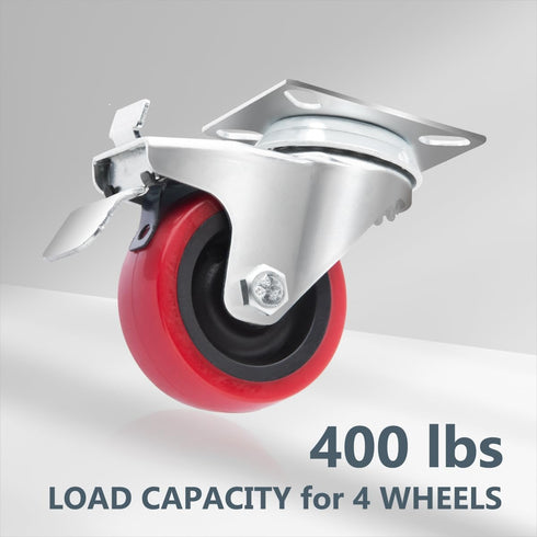 POWERTEC 2 Inch Swivel Caster Wheels, Set of 4, 400 lbs Load, Heavy Duty Plate Casters