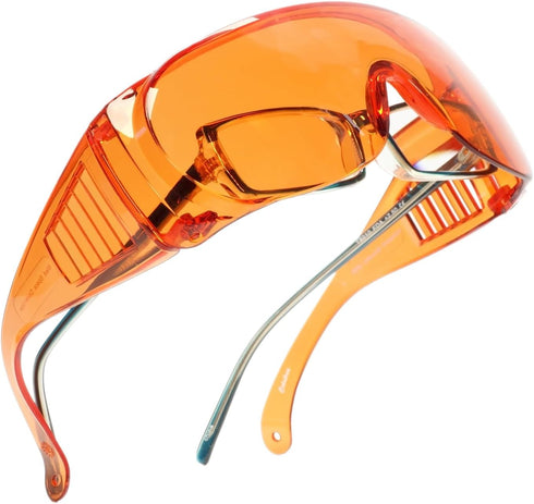 Calabria Orange Fitover Dental Safety Glasses Protection for Teeth Whitening LED Light Eye Shield Blue/Red Light Goggles