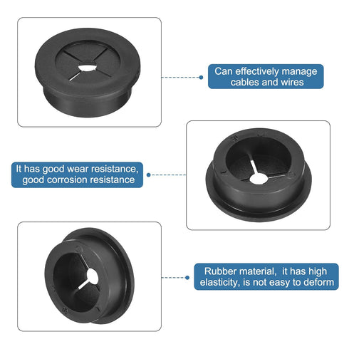uxcell 6 Pcs Cable Cord Grommet, 1-3/16 Inch Desk Grommet, Flexible Rubber Wire Hole Cover for Office Desk
