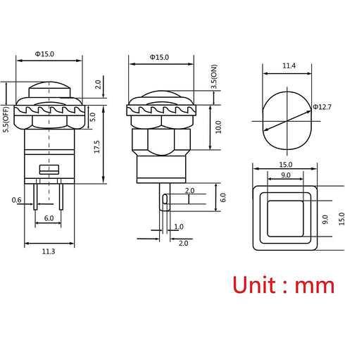 12mm Mini Latching Push Button On Off Switch, 6pcs Red & 6pcs Green, Self-Locking Micro Round Momentary Toggle Switch