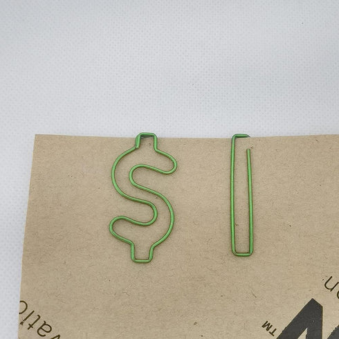 Rurili Creative Green Dollar Sign Divided Paper Clip, Metal Bookmark, 50 Pcs for Home Office School Organizing