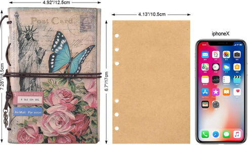 MALEDEN Vintage Travel Journal, Leather Refillable Sketchbook Diary Planner with Unlined Pages