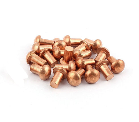 YXQ 50 Pcs Copper Solid Rivets, 1/4 Diameter 5/16 L Shank Round Head Fasteners, M6x8