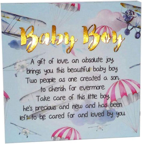 Music Gifts USA LED with Saying Baby Boy Block Sign