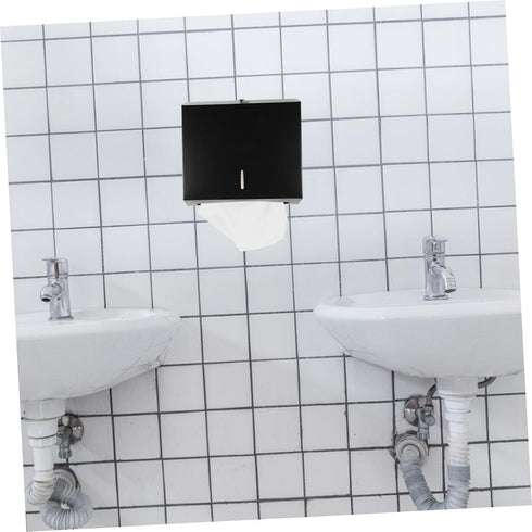 Stainless Steel Bathroom Tissue Holder with Anti-Splash Design Adhesive Paper Organizer for Wall Under-Cabinet Mount