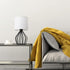 HAITRAL Modern Bedside Table Lamp - Minimalist Small Lamp with Hollowed Out Base Linen Fabric Shade,Metal Nightstand
