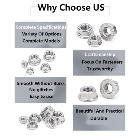 M8 x 1.25mm Serrated Flange Hex Lock Nuts, SpzcdZa 25pcs 304 Stainless Steel Metric Hex Flange Lock Nuts