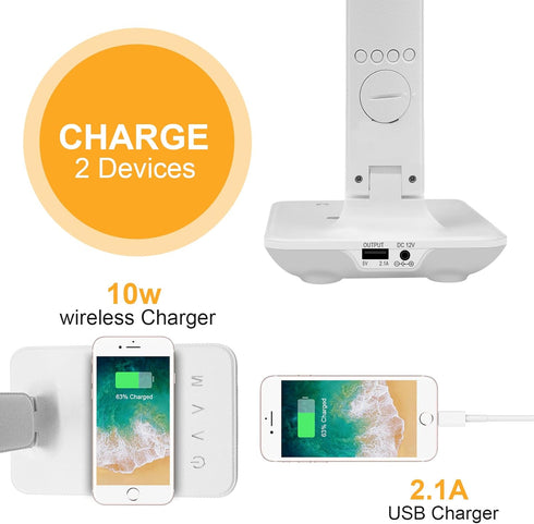 LAOPAO Desk Lamp with Wireless Charger: USB Charging Port, Table Lamp with Clock, Desk Lamps for Home Office College