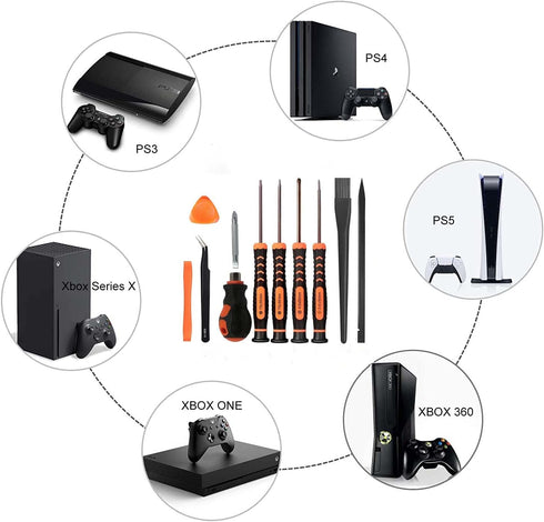 Cleaning Repair Tool Kit for PS5 PS4 PS3 - UYXiNONE T6 T8 with Crossed Screwdriver for Xbox One/Series X and PS4