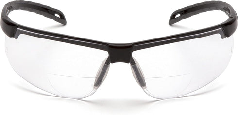 Pyramex Ever-Lite Lightweight Safety Glass Bifocal Readers 1.5 Diopter Black Frame Clear H2Max Anti Fog Lens