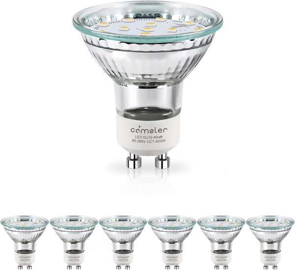 comzler GU10 LED Bulb Dimmable, 50W Halogen Equivalent, 4000K Natural Daylight, GU10 Replacement for Track Lighting