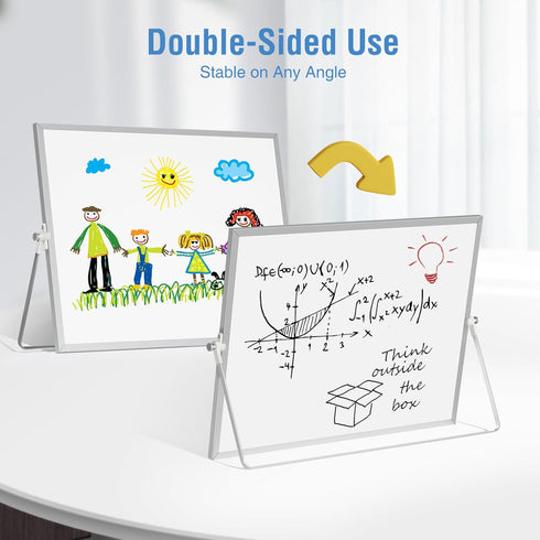 Magnetic Desktop Whiteboard with Stand, 16'' x 12'' Double-Sided Dry Erase White Board, 6 Markers, 4 Magnets, 1 Eraser, Portable White Board Easel for Kids Drawing Desk School to Do List by Jebeeynn