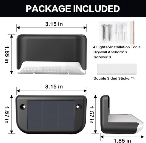 BKBB PPBB 16 Solar Deck Lights Outdoor, Pcs Solar Step Lights, Waterproof LED Solar Lights for Outdoor Stairs, Step