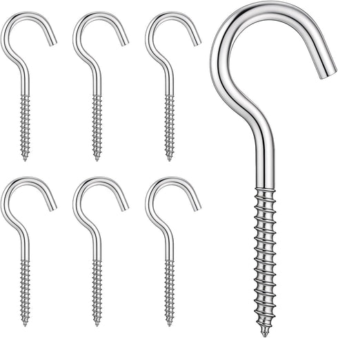 Yolev 6Pcs Screw Hooks for Hanging 304 Stainless Steel Eye Hooks Heavy Duty