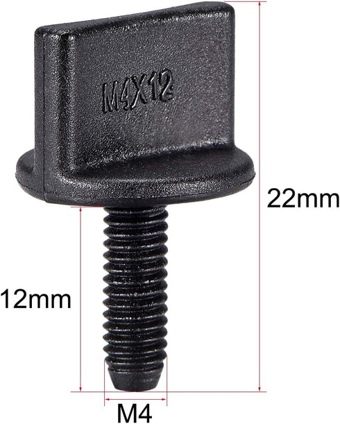 uxcell M4 x 12mm Thumb Screw Bolt, Hand Driven Spade Nylon Plastic Screws for RC Model Aircraft, 5 Pcs