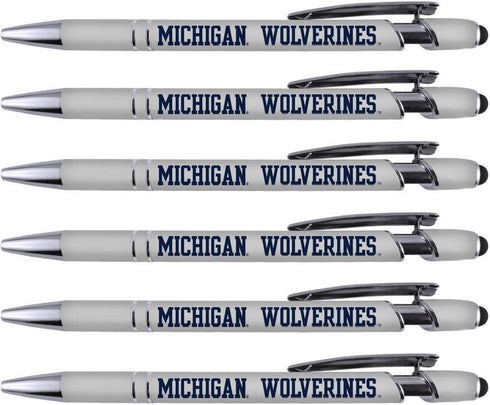 Michigan Soft Touch Coated Metal Stylus Pens - 6 Pack, Model 30510
