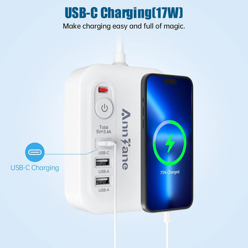 European Travel Plug Adapter with 4FT Extension Cord, US to European International Plug Adapter for Travel